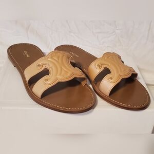 CELINE Triomphe Leather Slide Sandals – Size 11B – NWT – Retail $950